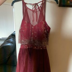 Burgundy and Gold Homecoming Dress